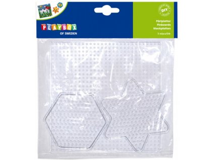 Destičky pro zažehlovací korálky 3 ks- čtverec velký- 15x15cm a menší hvězda a šestihran