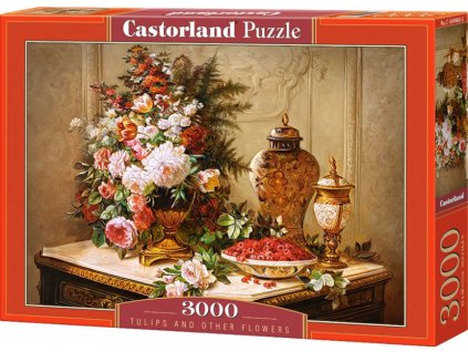 Puzzle Castorland 3000 dílků - Tulipány a jiné květiny na stole