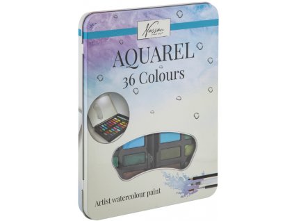 Akvarelové barvy v kovovém boxu, 36 ks