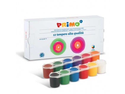 Temperové barvy PRIMO, sada 12 x 25ml, kelímky