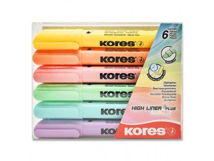 Zvýrazňovač Kores High Liner Pastel sada 6 barev