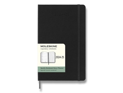 18měsíční diář Moleskine 2024 - 25 - tvrdé desky L, týdenní, výběr barev černý