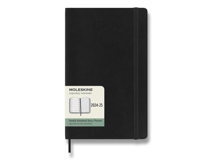 18měsíční diář Moleskine 2022-23 - měkké desky L, týdenní, výběr barev černý