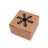 Vánoční papírová krabička natural s průhledem stromeček, vločka, zvonek