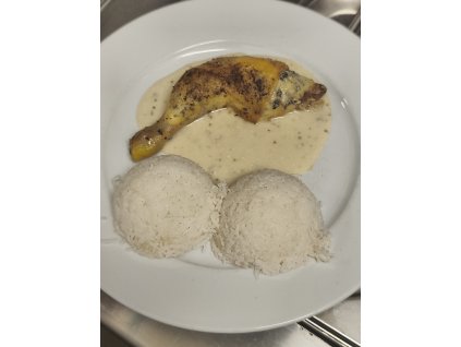 2025-09-01 Pondělí, Menu 2 - 150g Pečené kuřecí stehýnko plněné nivou , rýže (7)