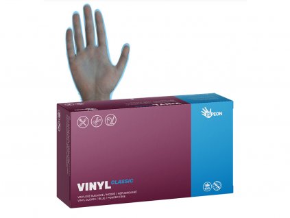 Vinylové rukavice VINYL CLASSIC 100 ks, nepudrované, modré, 4.8 g