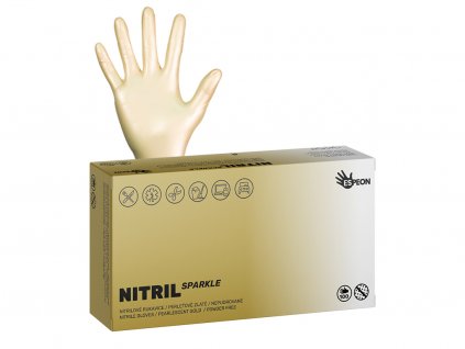 Nitrilové rukavice NITRIL SPARKLE  100 ks, nepudrované, perleťově zlaté, 4.0 g