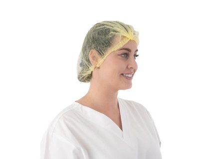 Čepice z netkané textilie, CLIP, 100 ks, žlutá