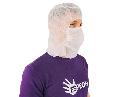 Kukla typu Astro s integrovanou rouškou z netkané textilie, bílá, 100 ks