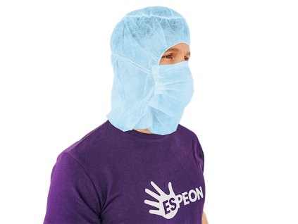 Kukla typu Astro s integrovanou rouškou z netkané textilie, modrá, 100 ks