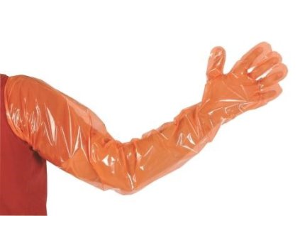 LDPE rukavice 100 ks, 90 cm, nepudrované, oranžové