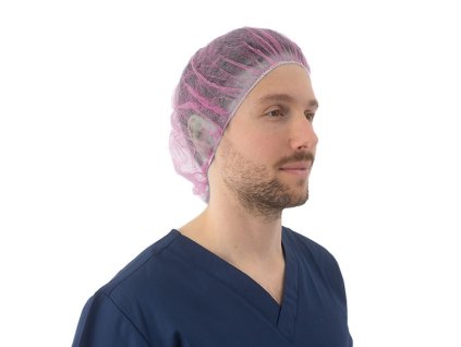 Čepice z netkané textilie, BARET, 100 ks, růžová