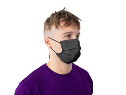 Rouška jednorázová, 3 vrstvá, 175 x 93 mm, 50 ks, černá