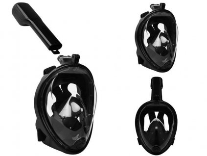 Celoobličejová potápěčská maska černá silikonová - pro dospělé vel.L/XL