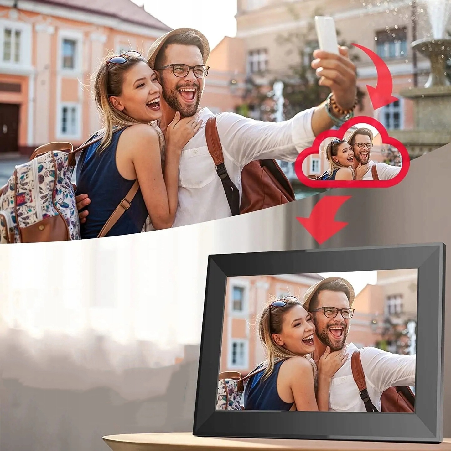 RAMKA-CYFROWA-NA-ZDJECIA-10-CALI-FOTORAMKA-MUZYKA-FILM-WYSOKA-JAKOSC-FRAMEO-Stan-opakowania-oryginalne