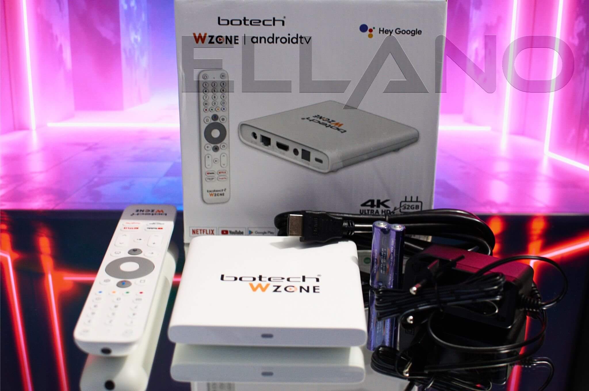 
Botech WZONE 4K BÍLÝ Android TV 12 BOX obsah balení