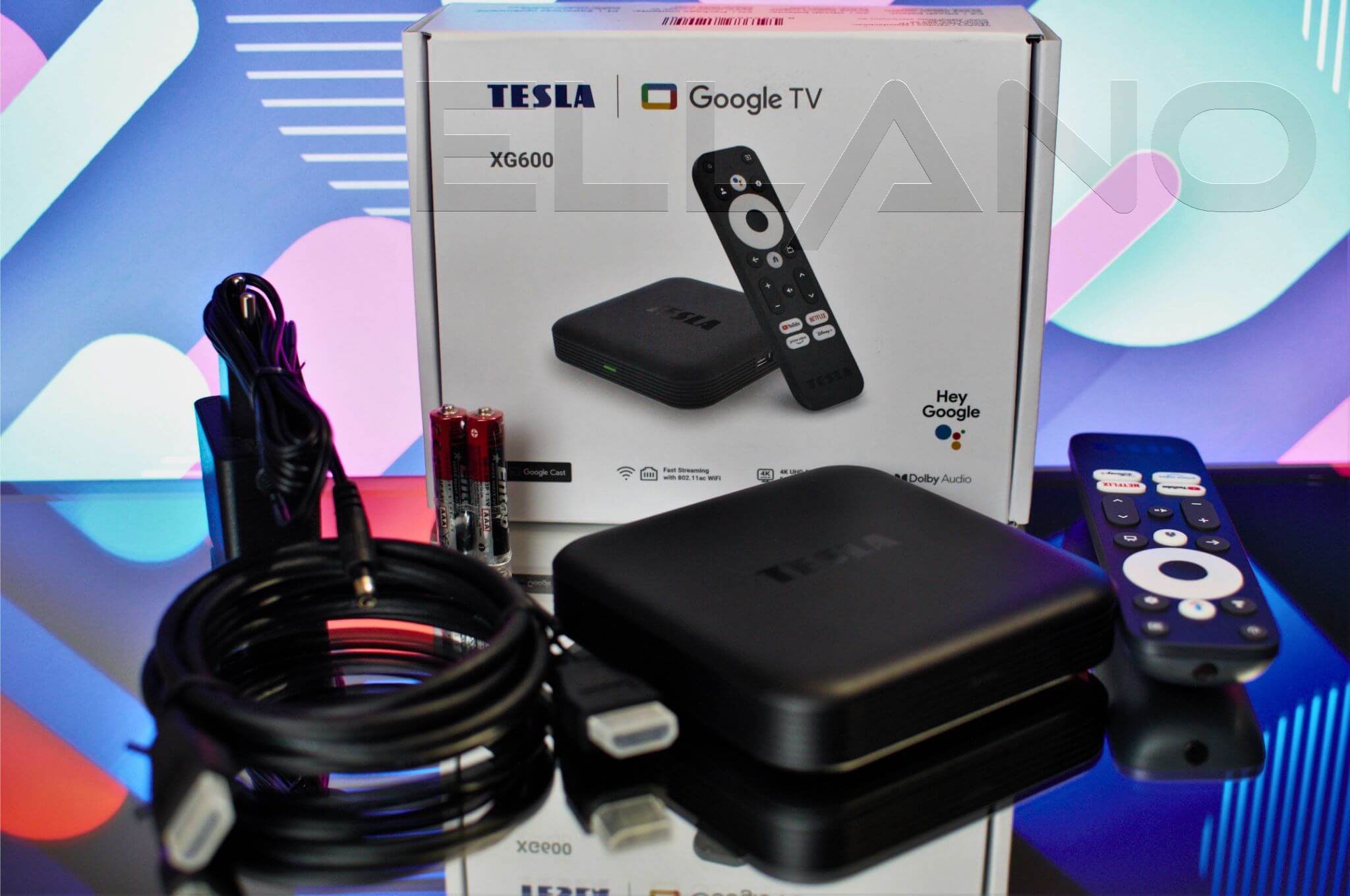 Sada TESLA MediaBox XG600 Google TV obsahuje