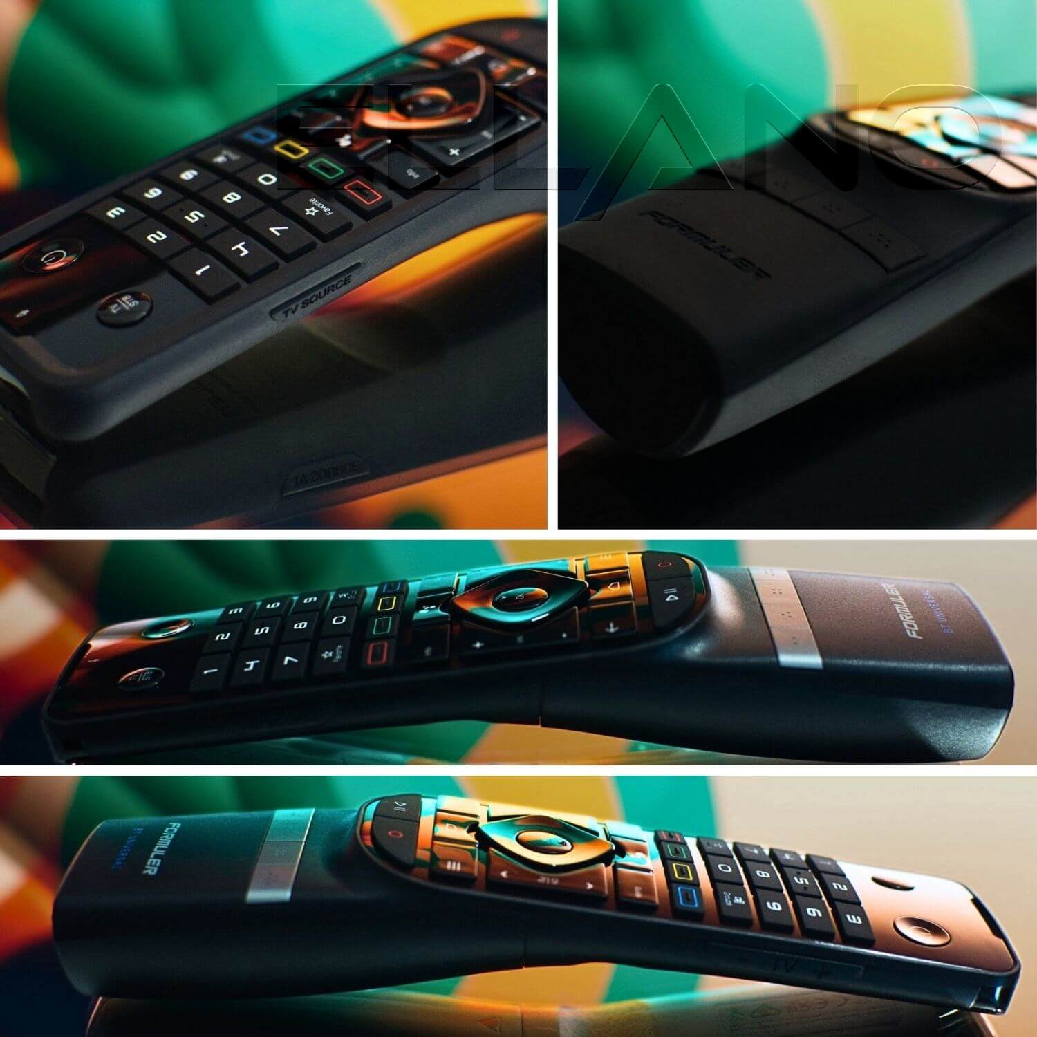 Koláž diaľkového ovládača Formuler Z12 Ultra 4K Android 12 IPTV box 128GB Dolby Vision/Atmos