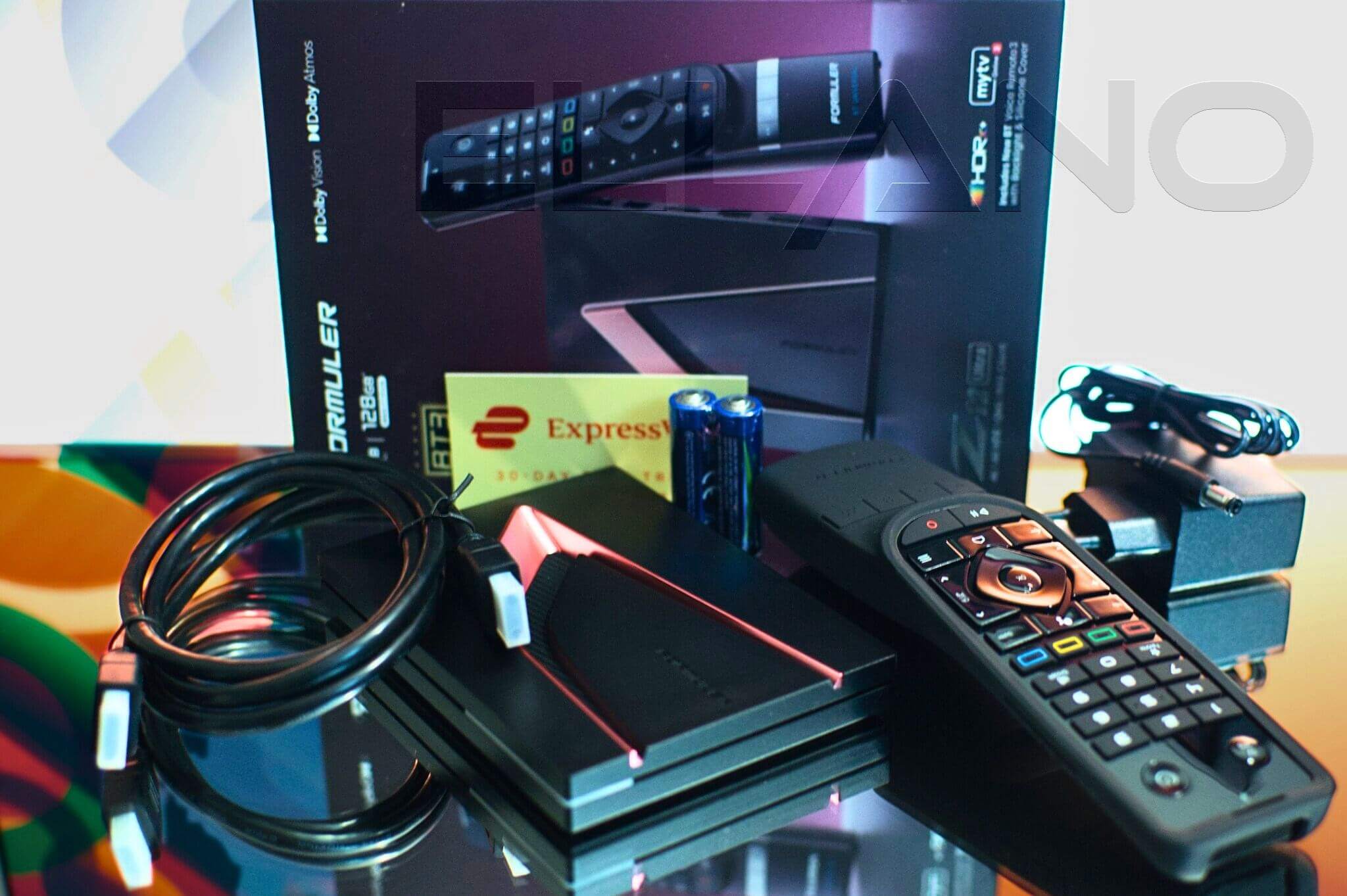 Pohľad na obsah balenia v Formuler Z12 Ultra 4K Android 12 IPTV box 128GB Dolby Vision/Atmos