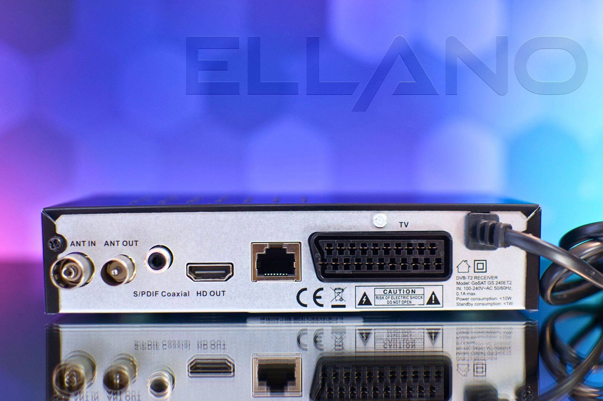 GoSAT GS240ET2 DVB-T2 zadní panel výbava