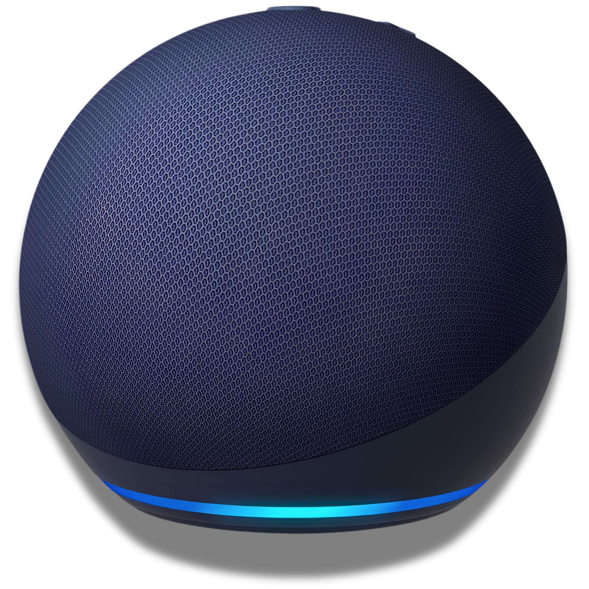Modrý Amazon Echo Dot 5 Deep Sea Blue zepředu se světelným prstencem