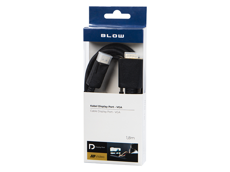 BLOW 92-030 kábel DisplayPort na VGA 1,8 m, 1920 × 1200 – Jednosmerný prevod DisplayPort na VGA