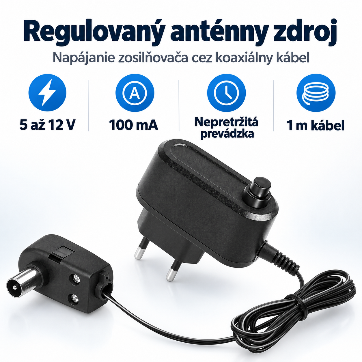 Elektronicky regulovaný anténní napájecí zdroj 5-12 V, 100 mA – Hlavní vlastnosti