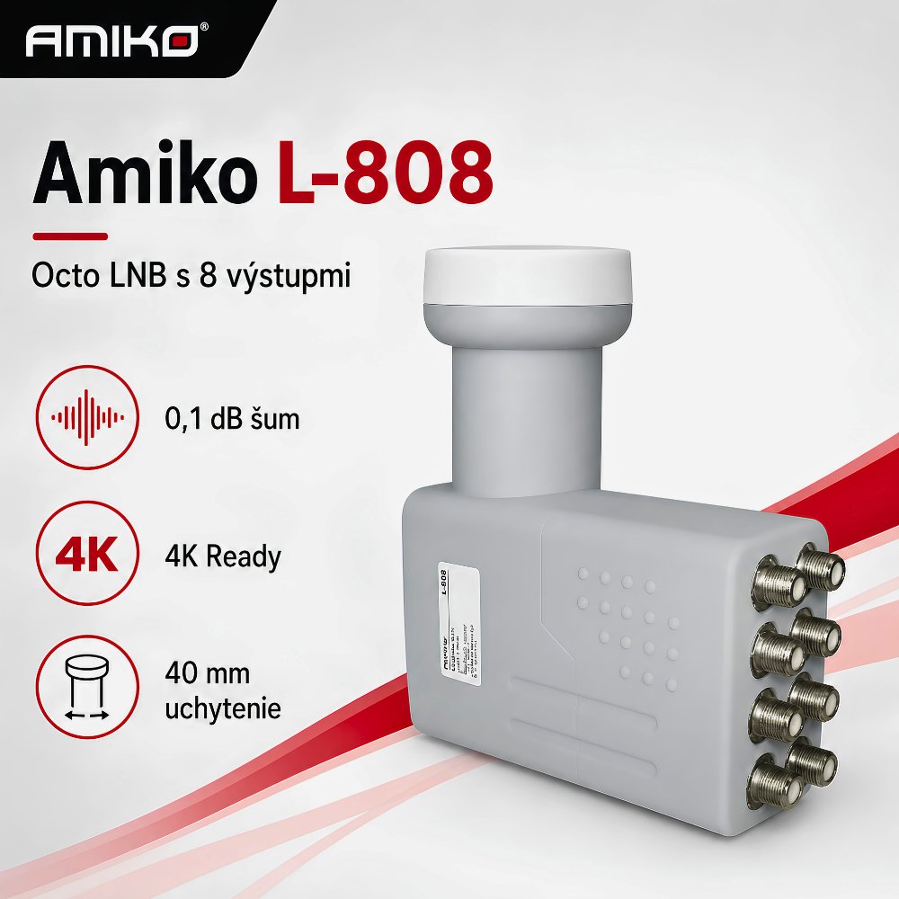 Amiko L-808 Octo LNB, satelitný konvertor s 8 výstupmi - časť popisu