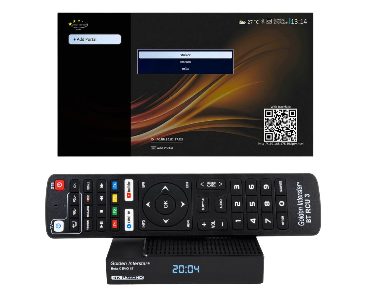 Golden Interstar Beta X EVO 4K IPTV přehrávač, Linux, WiFi 5 GHz - část popisu