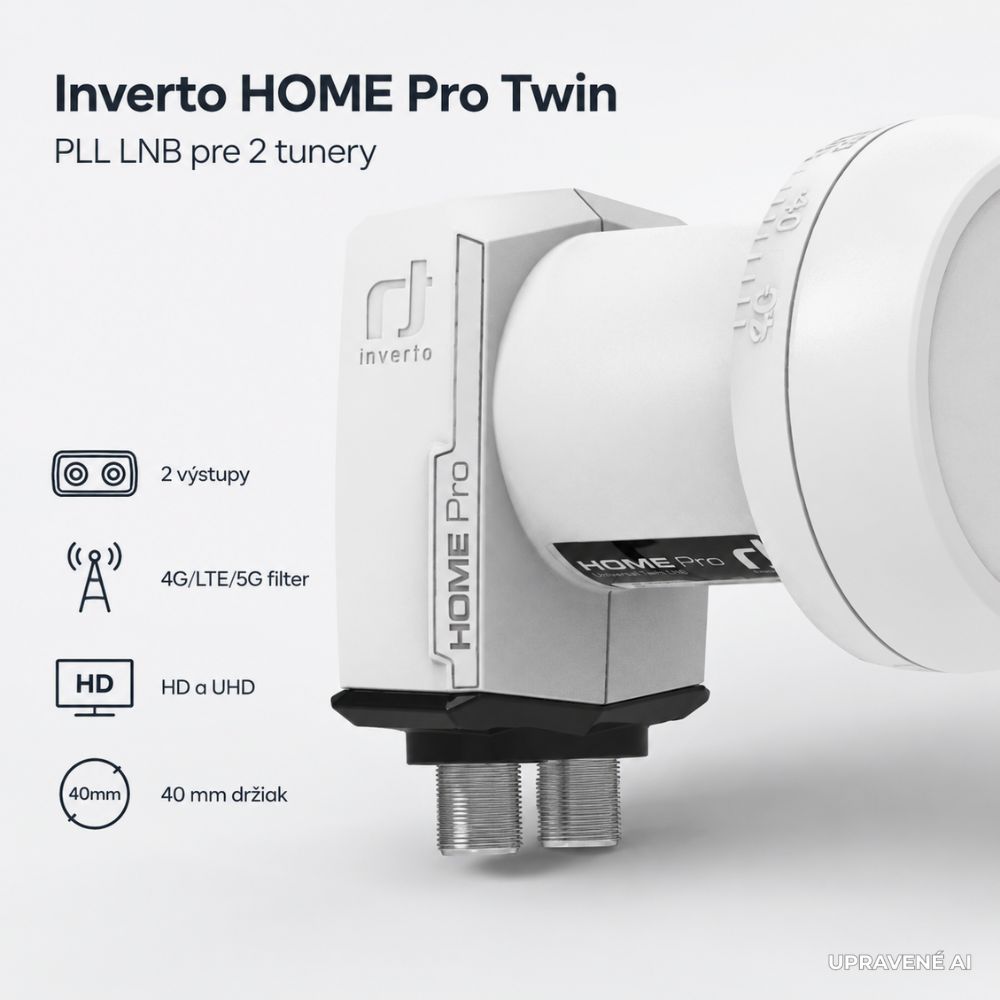Inverto HOME Pro Twin 40 mm PLL LNB, 2 výstupy, LTE/5G filter – Stabilný príjem a nízky fázový šum