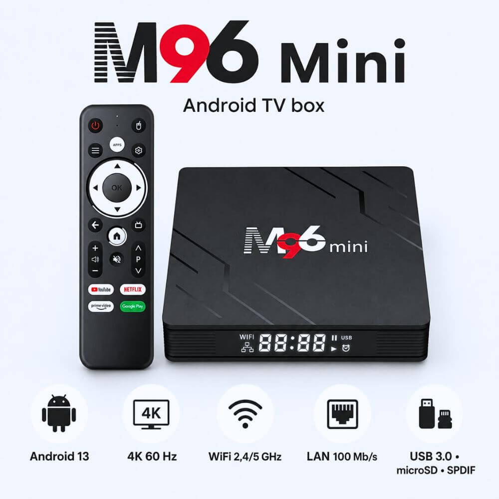M96 Mini RK3528 Android TV Box 2 GB / 16 GB, Android 13, 4K, dual band WiFi - časť popisu