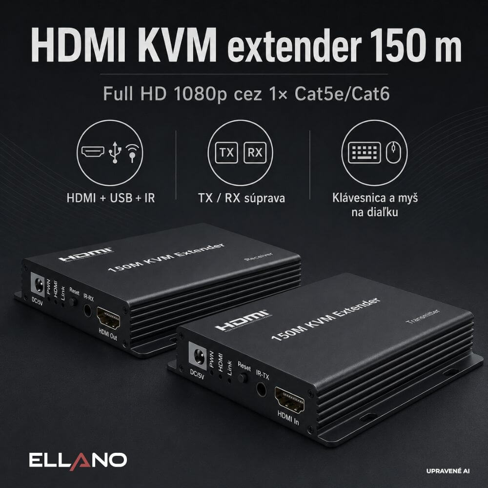 PremiumCord HDMI KVM extender 150 m cez Cat5e/Cat6, Full HD 1080p – Hlavné vlastnosti