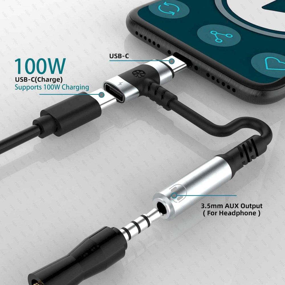 USB-C redukcia na 3,5 mm jack s DAC