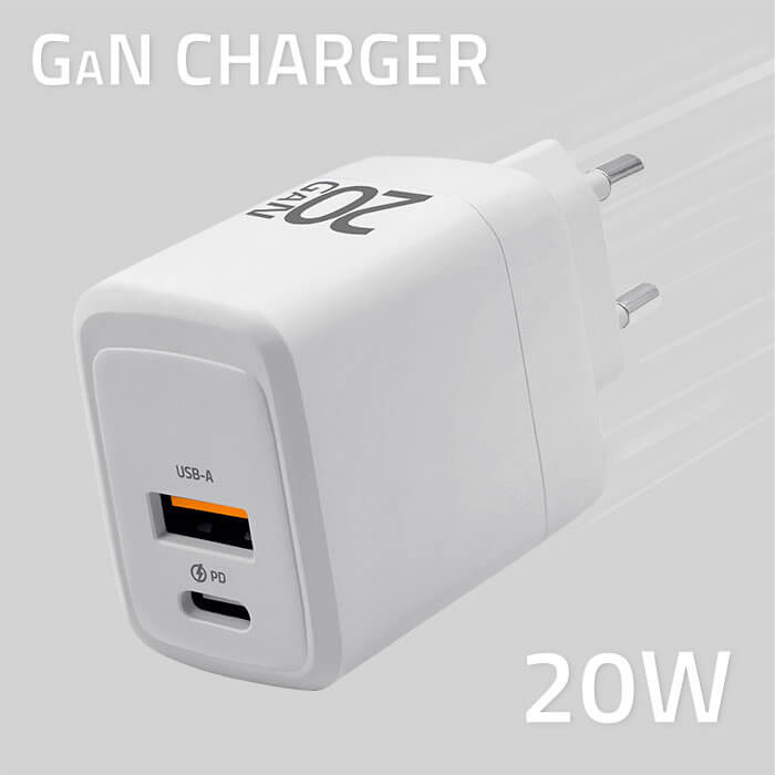 Qoltec 20 W GaN sieťová nabíjačka, USB-C PD a USB-A QC 3.0 – Ako nabíjať telefón a slúchadlá naraz jednou 20 W nabíjačkou?