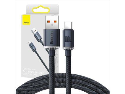 Baseus Crystal Shine USB na USB-C kabel, 100 W, 1,2 m černý