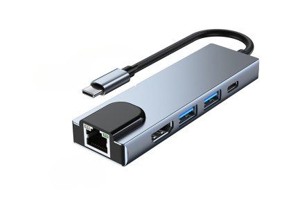 USB HUB s USB-C konektorem pro RJ45, HDMI, USB-C a 2x USB 3.0