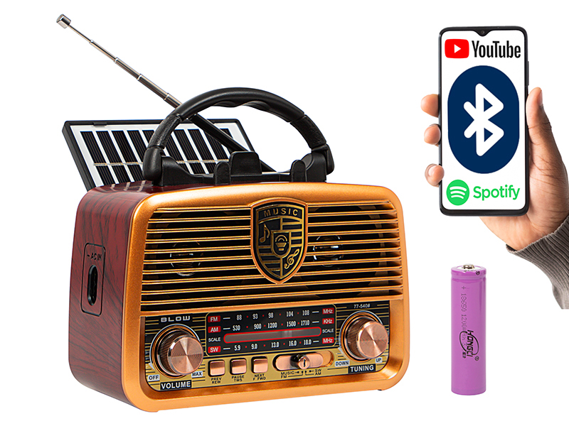 Prenosné solárne rádio AM/FM BT BLOW RA10