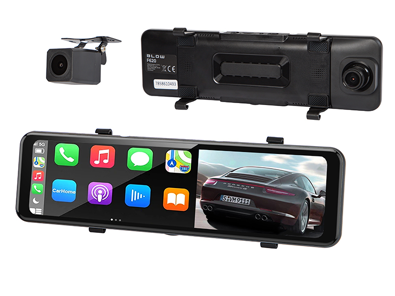 Kamera do auta v zrkadle BLACKBOX DVR F620 Carplay - Android auto  zadná cúvacia kamera