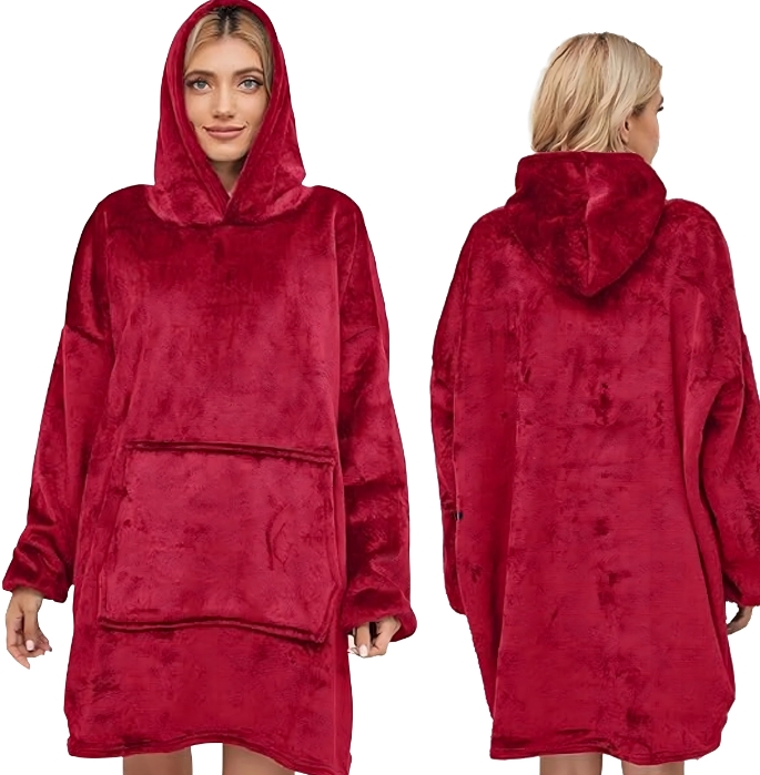 RC Unisex teplá mikina s kapucňou - oversize deka 3 farby Farba: Červená