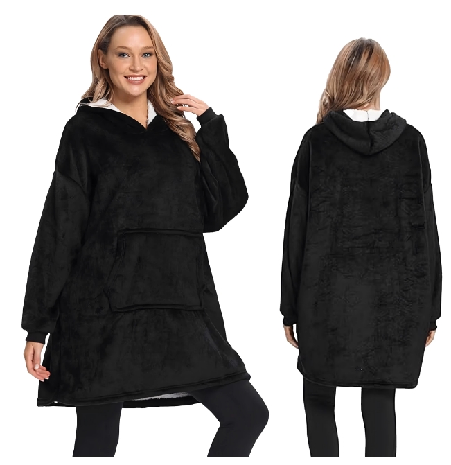 RC Unisex teplá mikina s kapucňou - oversize deka 3 farby Farba: Čierna