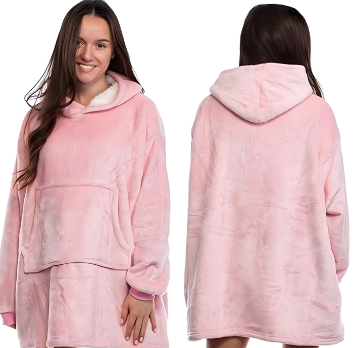 RC Unisex teplá mikina s kapucňou - oversize deka 3 farby Farba: Ružová