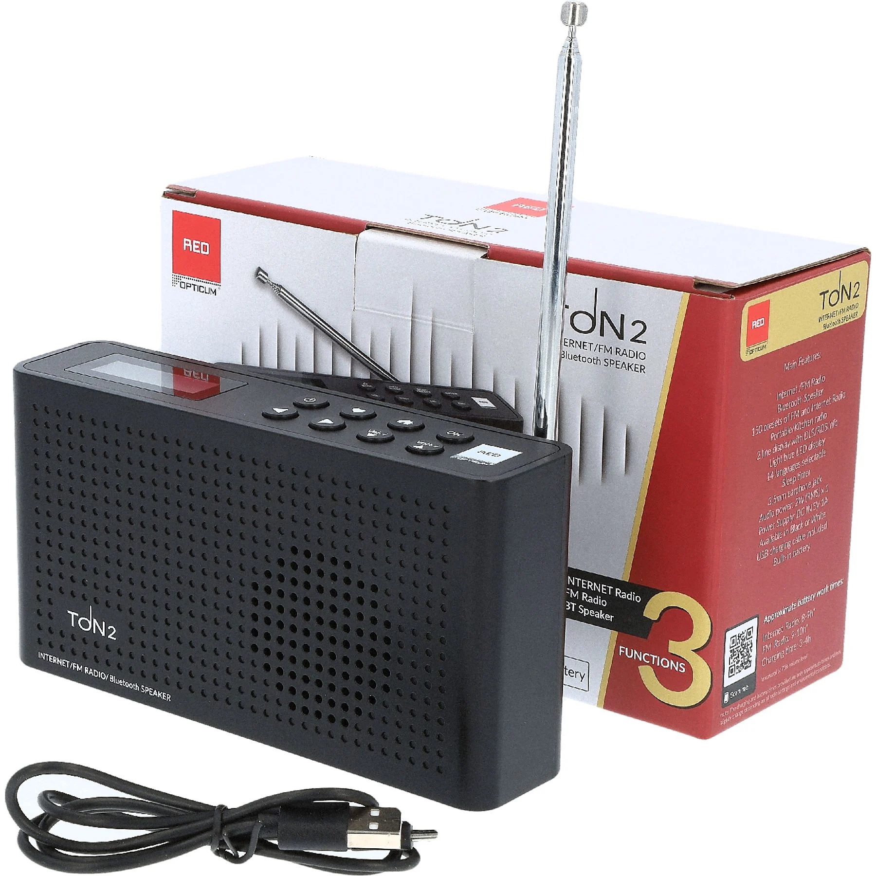 RED OPTICUM TON 2 internetové rádio, FM rádio, Bluetooth, čierne
