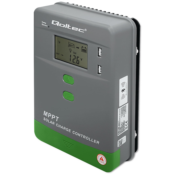 E-shop Qoltec MPPT 40A inteligentný solárny regulátor 12/24V s Bluetooth, LCD a 2× USB