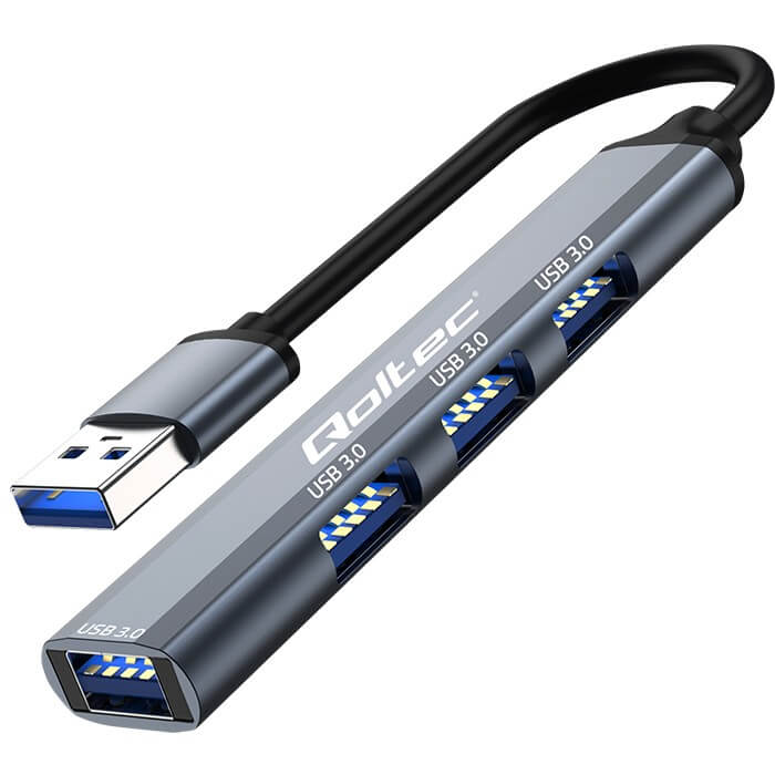 E-shop Qoltec USB Hub 4x USB 3.0, hliníkové telo, 5 Gb/s