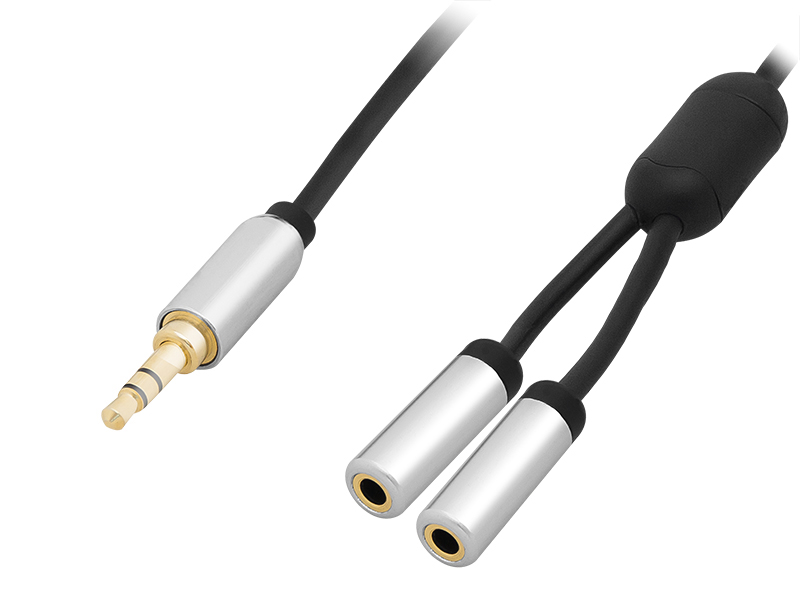 Rozbočovač Jack samec (3,5mm) na 2x Jack samice (3,5mm) s káblom o dĺžke 15 cm