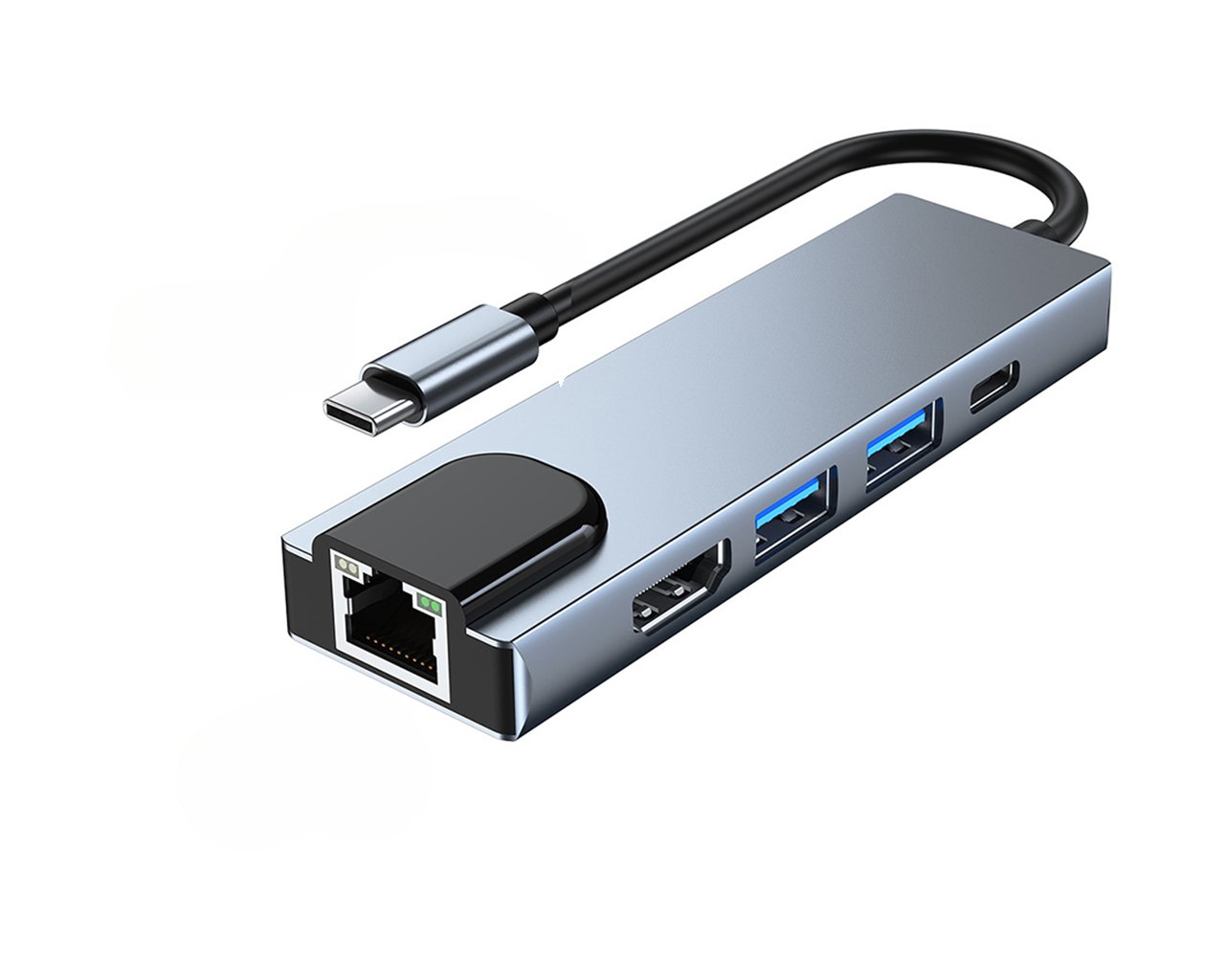 USB HUB s USB-C konektorom na  RJ45, HDMI, USB-C a 2x USB 3.0