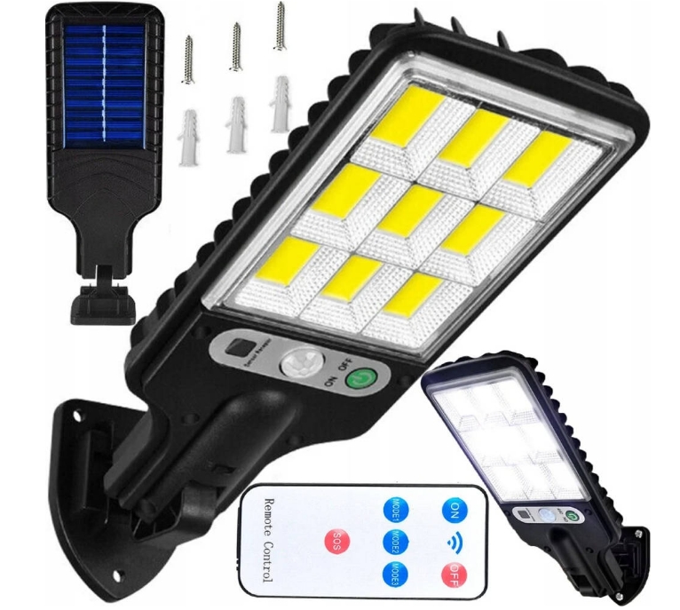 Solárna lampa JX-616E so 108 LED COB s pohybovým a súmrakovým senzorom