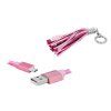 USB - micro USB nabíjecí kabel jako klíčenka, růžová barva