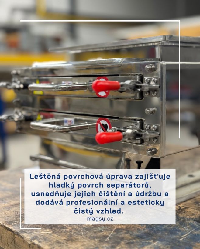 Leštěná povrchová úprava zajišťuje hladký povrch separátorů, usnadňuje jejich čištění a údržbu a dodává profesionální a...