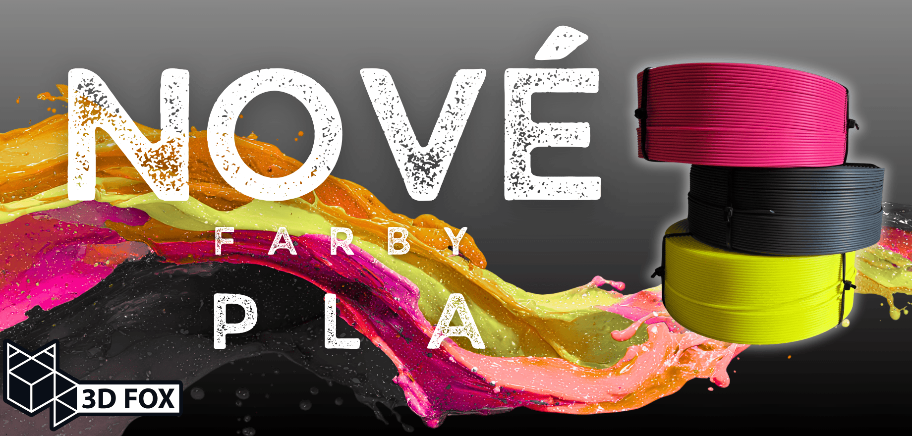 nové barvy PLA - růžová, antracit, žlutá fluo